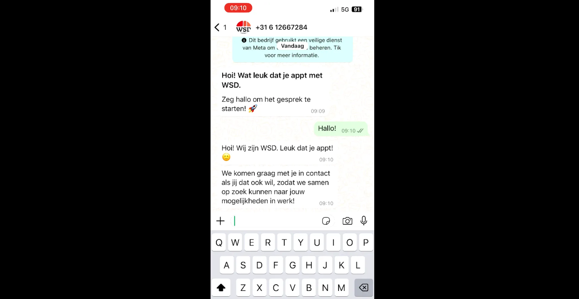 Screenshot van een whatsapp-gesprek